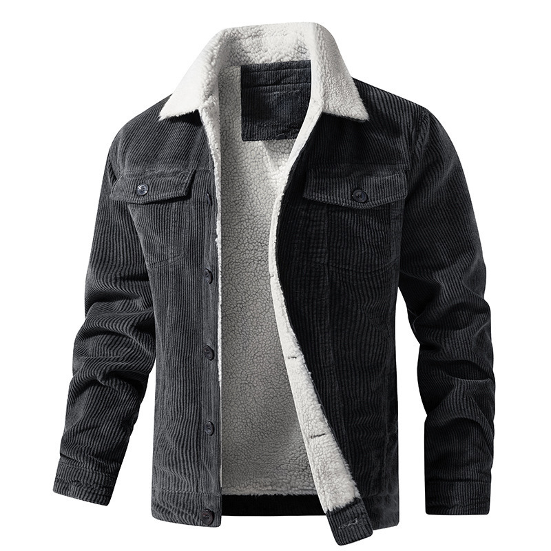 Heren Winterjas met Plush Voering - Warme Casual Jas - Grijs