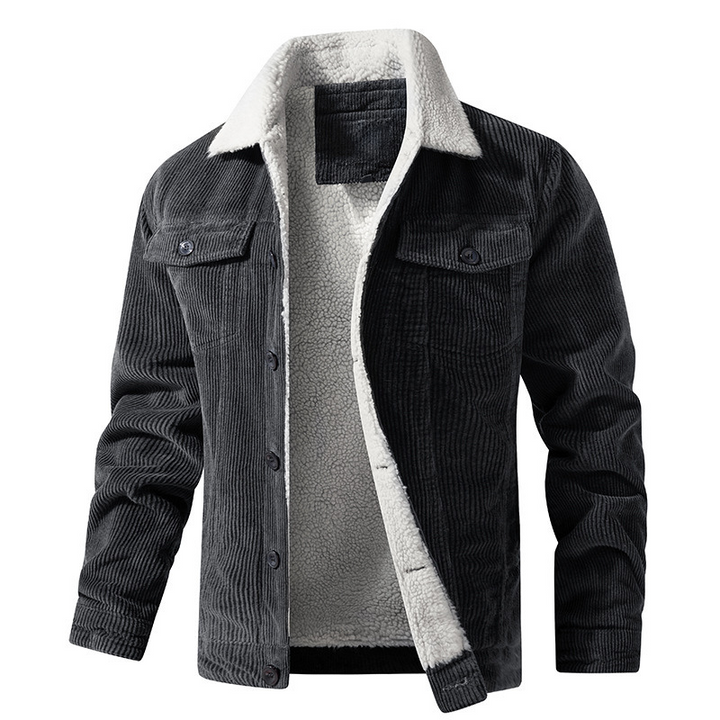Heren Winterjas met Plush Voering - Warme Casual Jas - Grijs