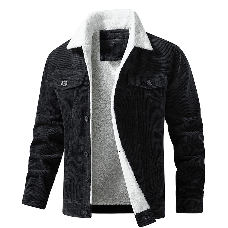 Heren Winterjas met Plush Voering - Warme Casual Jas - Zwart