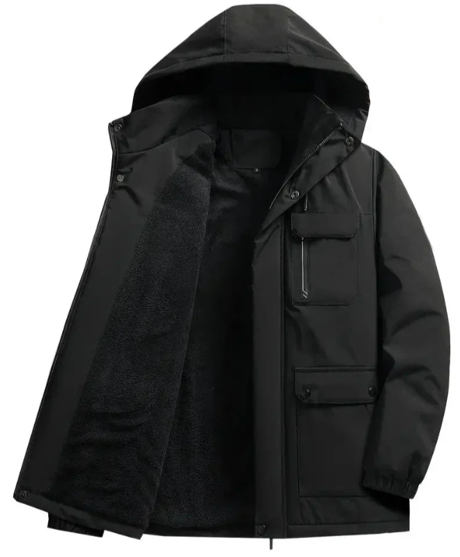Heren winterjas regular fit - klassieke parka warmte - Zwart