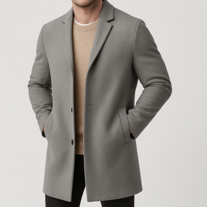 Heren Winterjas Tailored Trenchcoat - Klassieke Knoopsluiting - Grijs
