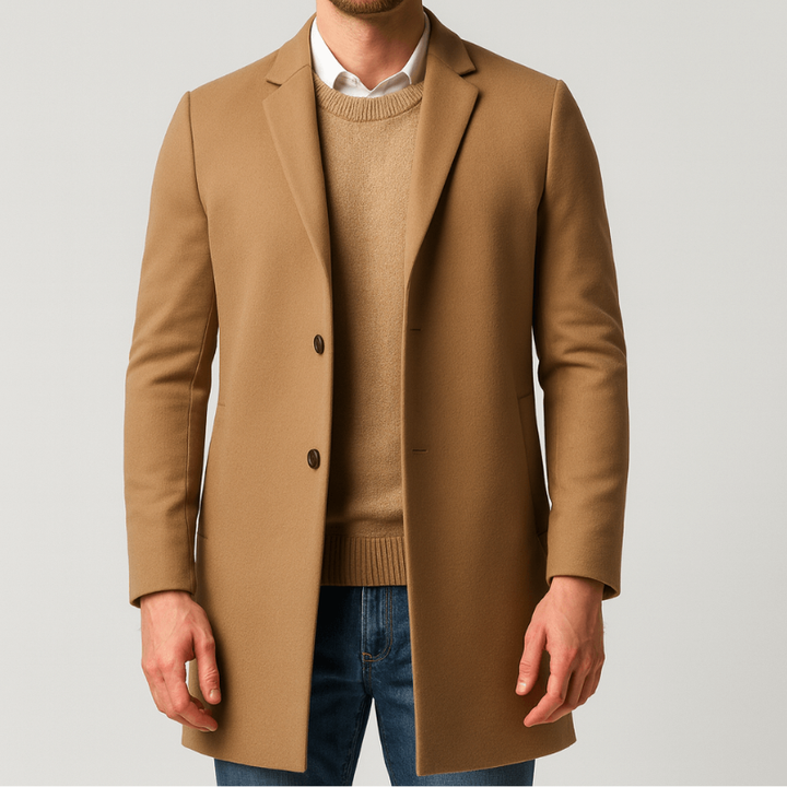 Heren Winterjas Tailored Trenchcoat - Klassieke Knoopsluiting - Khaki