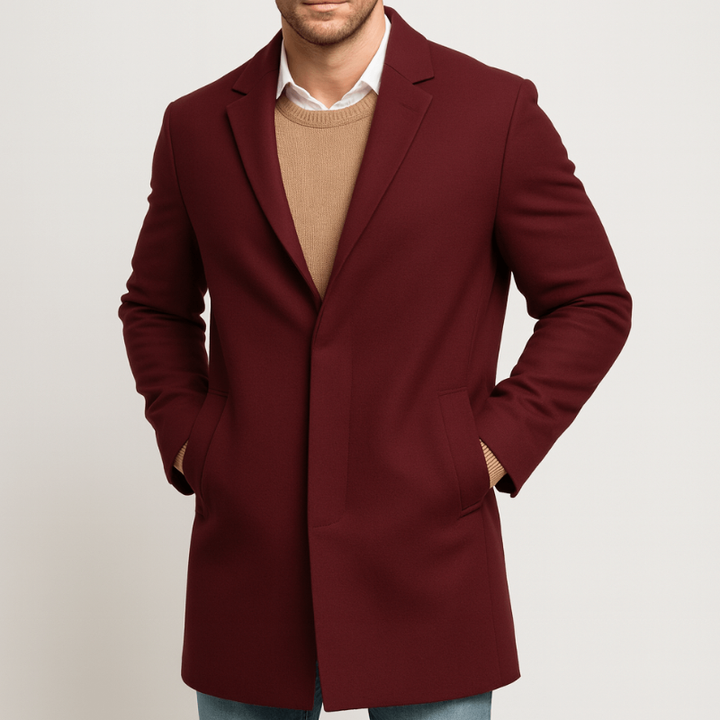 Heren Winterjas Tailored Trenchcoat - Klassieke Knoopsluiting - Rood