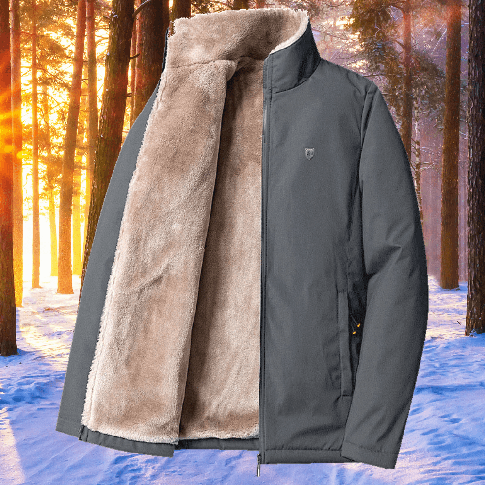 Heren Winterjas Warme Voering - Klassiek Design - Grijs