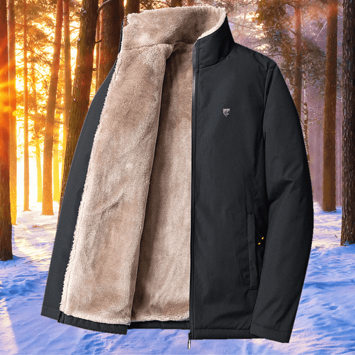 Heren Winterjas Warme Voering - Klassiek Design - Zwart