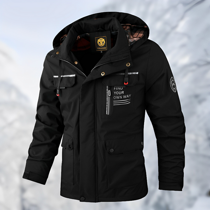 Heren winterjas waterdicht winddicht - functioneel design - Zwart